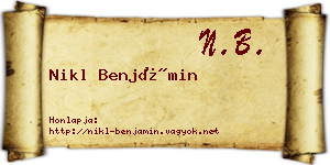 Nikl Benjámin névjegykártya