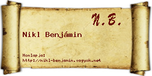 Nikl Benjámin névjegykártya
